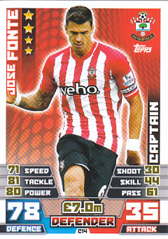 Jose Fonte Southampton 2014/15 Topps Match Attax Captain #C14